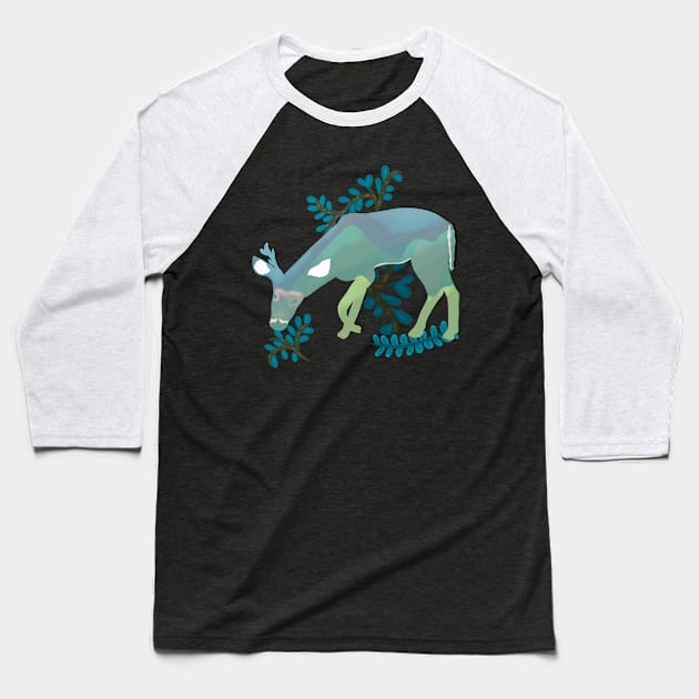 Deer artwork Baseball T-Shirt by Antiope